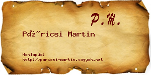 Páricsi Martin névjegykártya